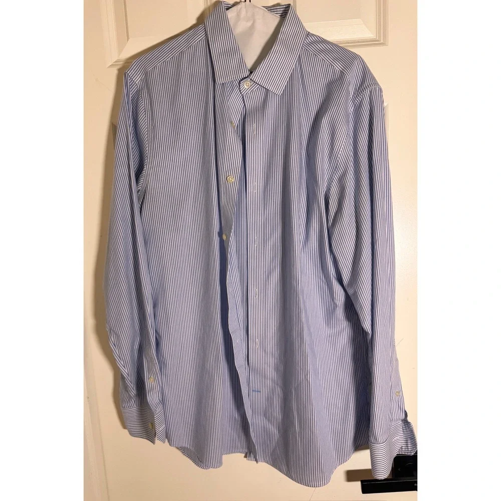 Banana Republic Grant Fit‎ Non-Iron Shirts Lot of 3 Large 16-16½ Blue Stripe